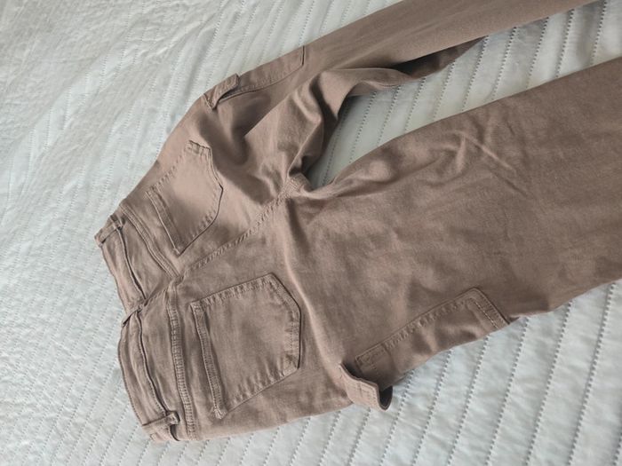 Pantalon jean cargo femme beige camel - photo numéro 4