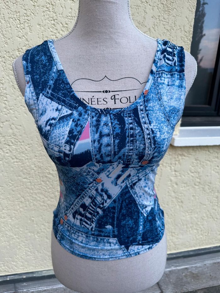 🌊 Débardeur bleu effet jean – Cerise Paris – Taille S
