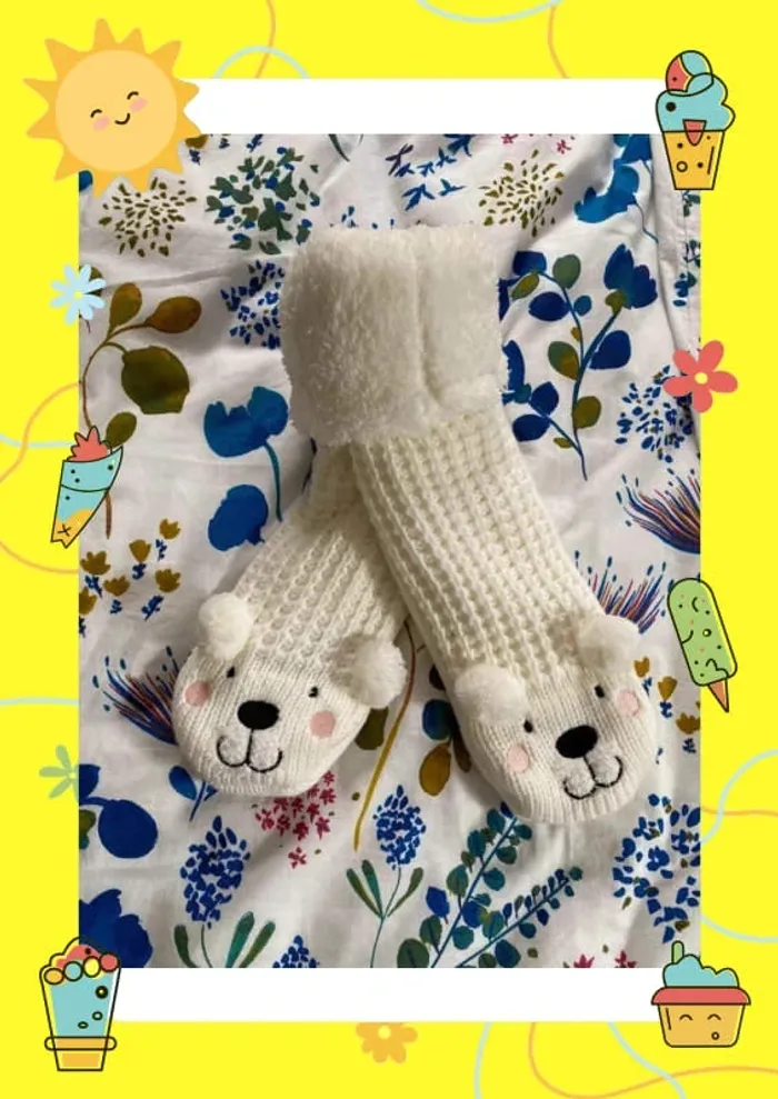 Chaussettes montantes blanches ours