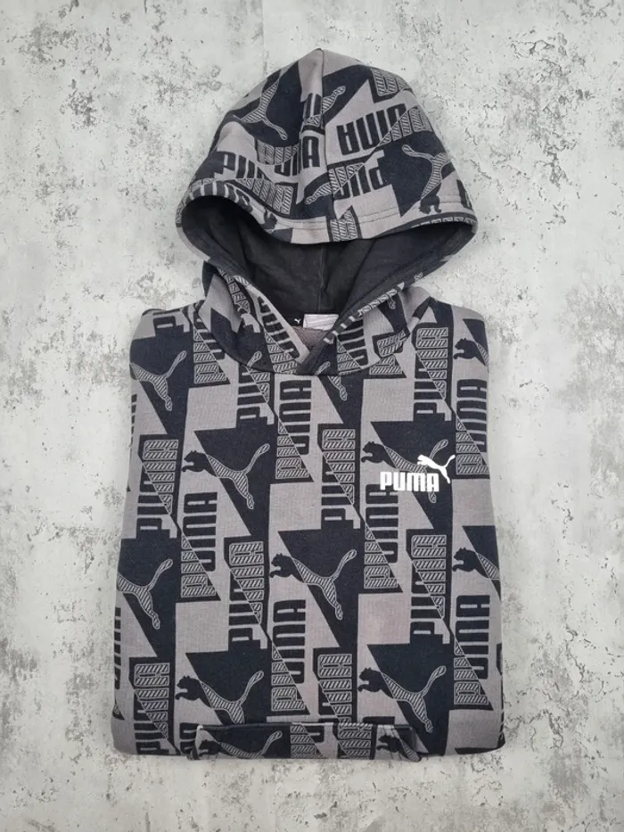 Pull à capuche Puma gris et noir – Taille 12 ans (mesures en photos) - photo numéro 2