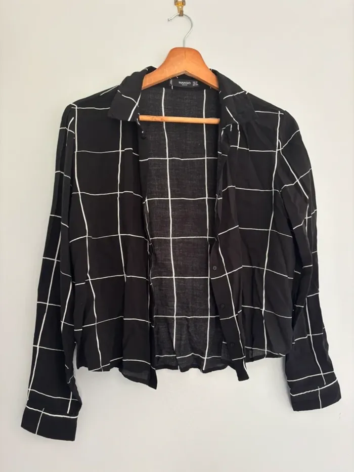 Chemise noir à carreaux blanc Mango Taille XS
