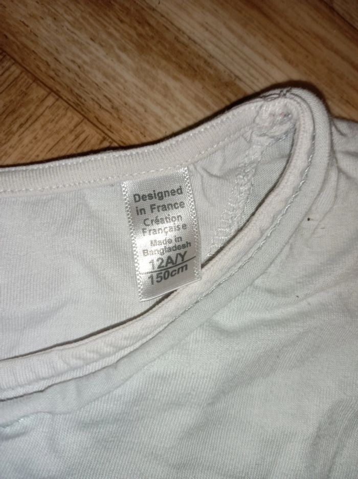 T-shirt fille Okaïdi taille 12 ans en bon état - photo numéro 3