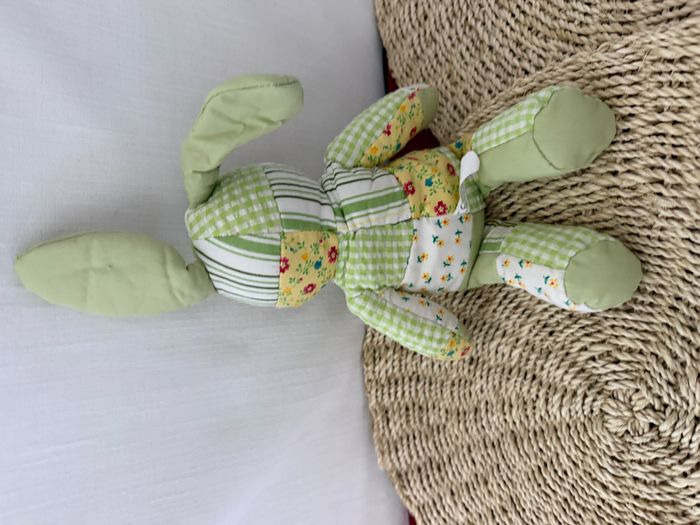 LAPIN MAXITA DOUDOU VERT IMPRIME VICHY ET FLEURS RAYE - photo numéro 3