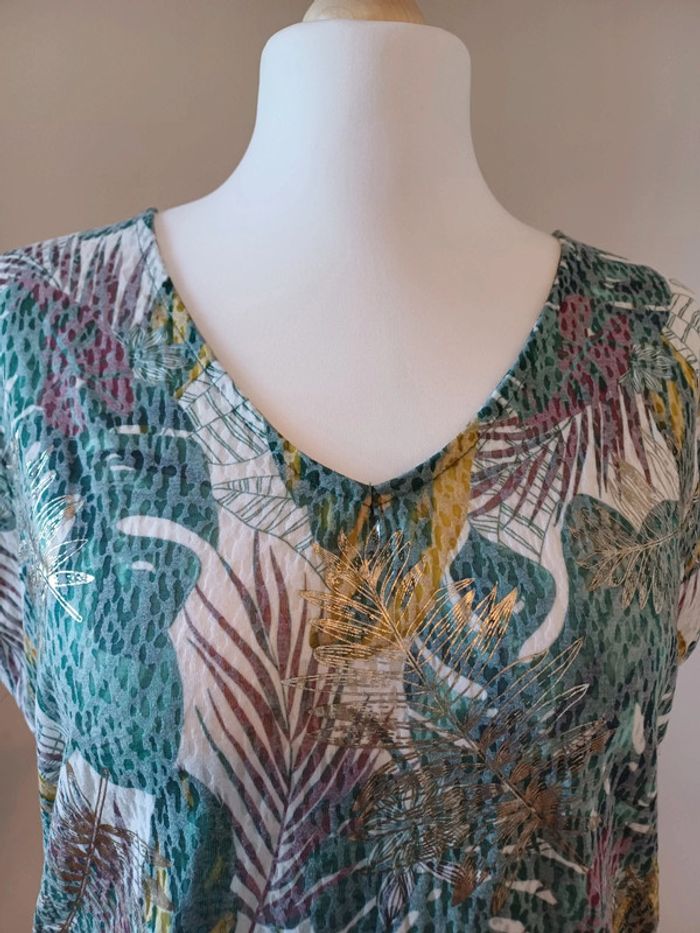 Blouse colorée avec imprimé feuilles Promod taille L 40 - photo numéro 3