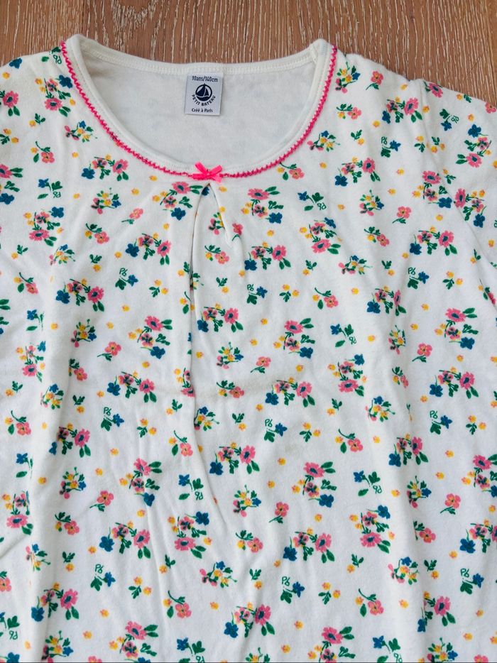 Pyjama chaud  fleuri fille 2 pièces Petit Bateau en tubique 10 ans - photo numéro 2