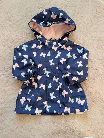 Imperméable fille 3-6 mois Primark – bleu marine papillons pastel – doublé polaire – excellent état