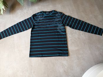 T-shirt manches longues noir rayé bleu Taille L cargo