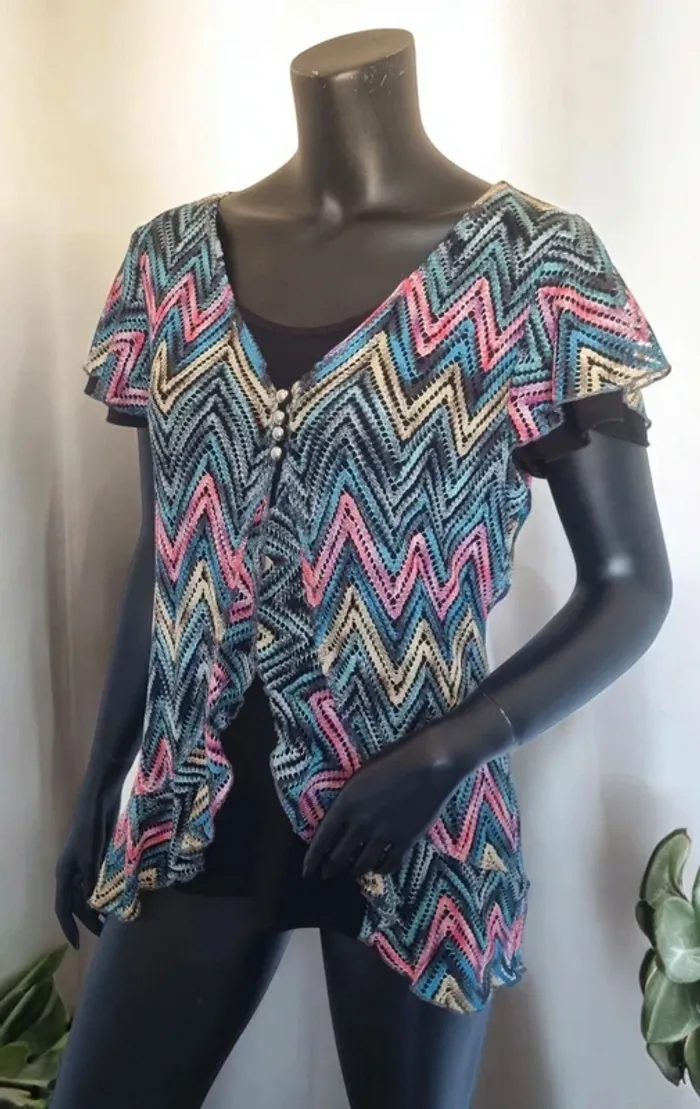 Camiseta crochet colores manga corta mujer T-S