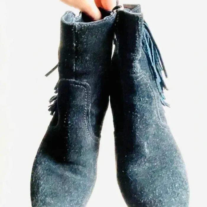 Sublime bottines noir en cuir à talon taille 40 avec frange shoes - photo numéro 3