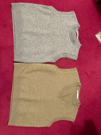 Lot de 2 pull Zara marron et gris avec laine sans manches 