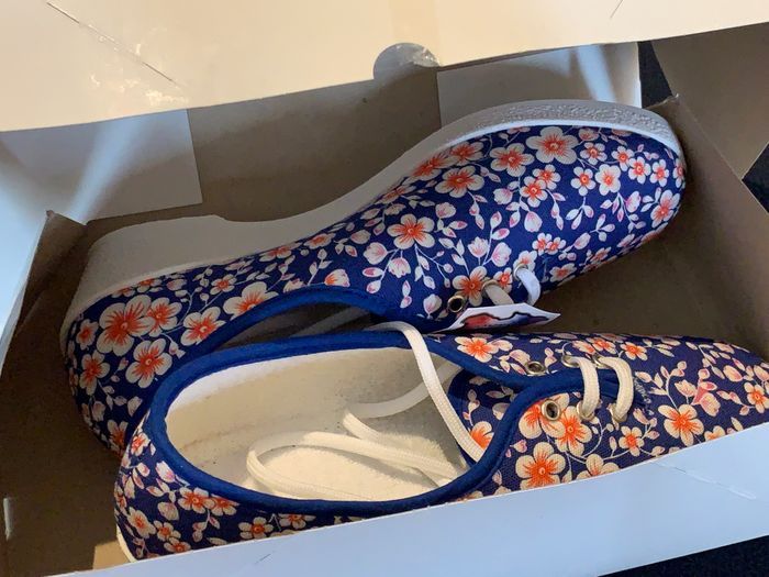 Chaussures en toile T37 imprimés talon blanc - photo numéro 5