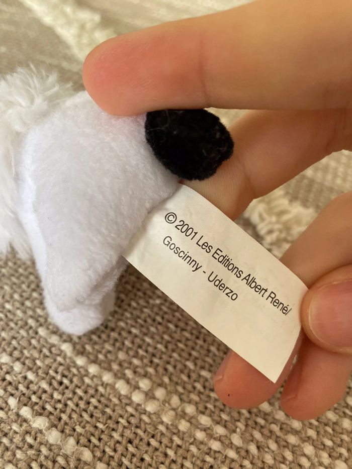 Peluche doudou porte clé 10cm Astérix et obelix idefix chien blanc très bon état - photo numéro 4