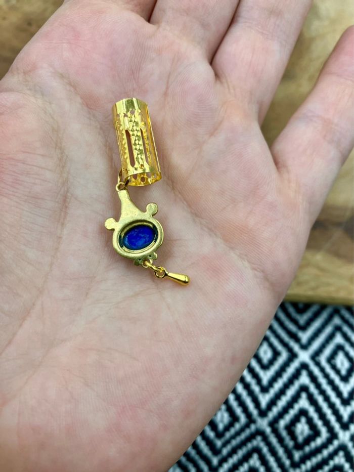 Bijou de cheveux - bague de cheveux - pierre Lapis Lazuli - photo numéro 3