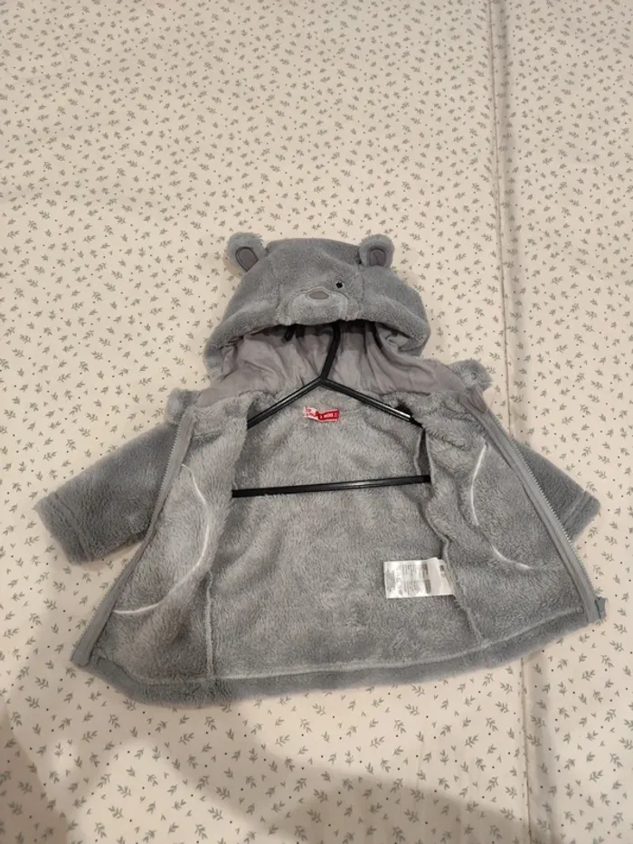 Veste douce et chaude ourson DPAM 3 mois neuve - photo numéro 5