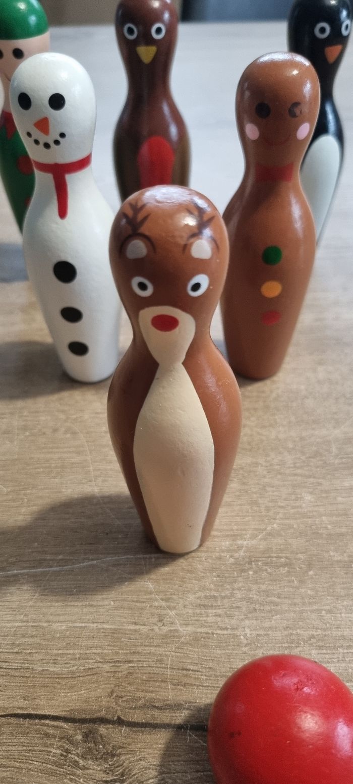Jeu de mini quilles en bois de Noël - photo numéro 3