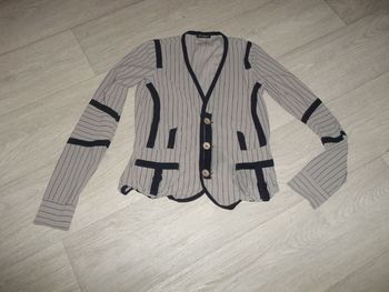 Chemisier CASSIOPEE marron taupe et noir très classe taille XS TBE