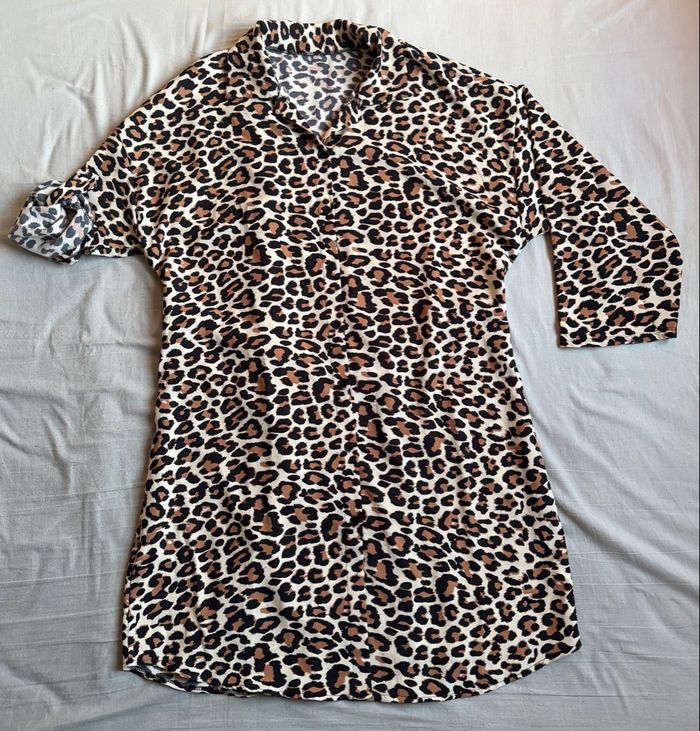 Robe tunique marron à motifs animaliers, Taille unique - photo numéro 1