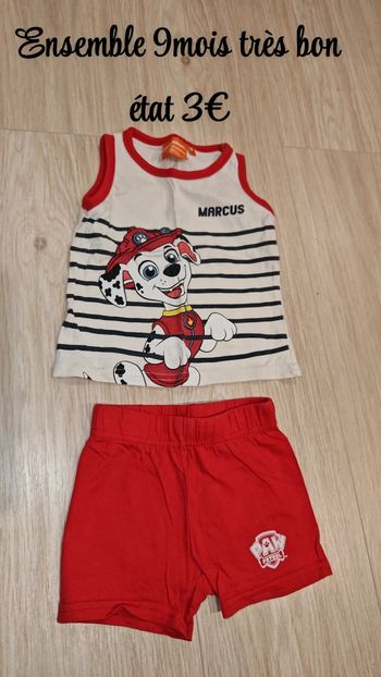 Ensemble pat'patrouille 9mois