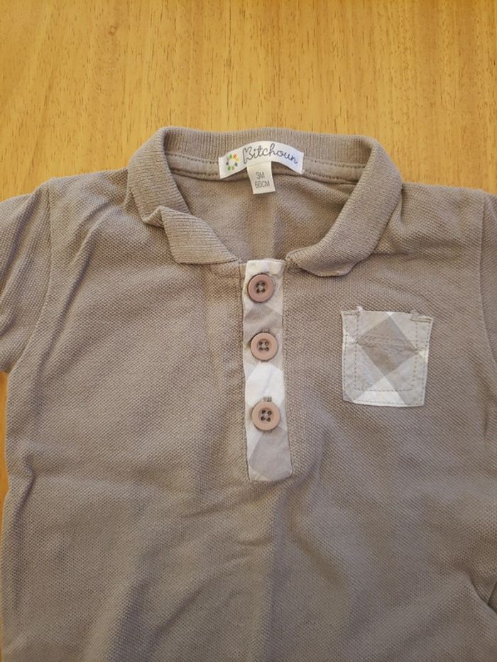 Polo gris manches courtes 3 mois - photo numéro 3