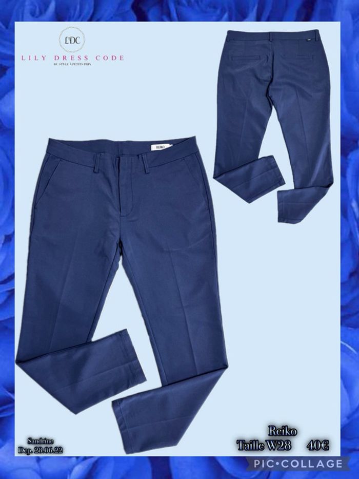 💙 Pantalon chino REIKO bleu marine – Élégant & tendance – Taille W28 SOLDÉ -70% 💙