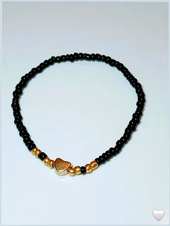 Bracelet en perles de rocaille noir tendance bohème été