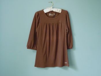 Pull blouse Femme Oxxyzen S 36 marron TBE manches 3/4