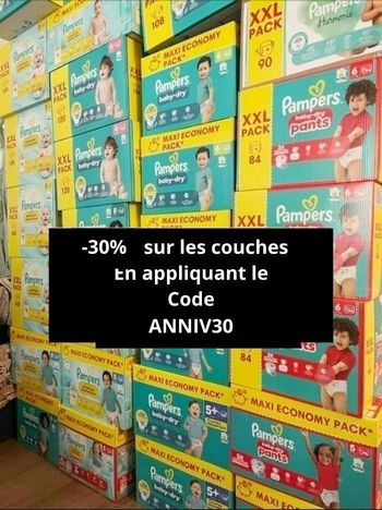 Pampers premium et baby dry toutes les tailles