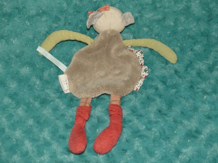 Doudou plat souris rose Moulin roty Les jolis trop beaux 🐭 - photo numéro 3
