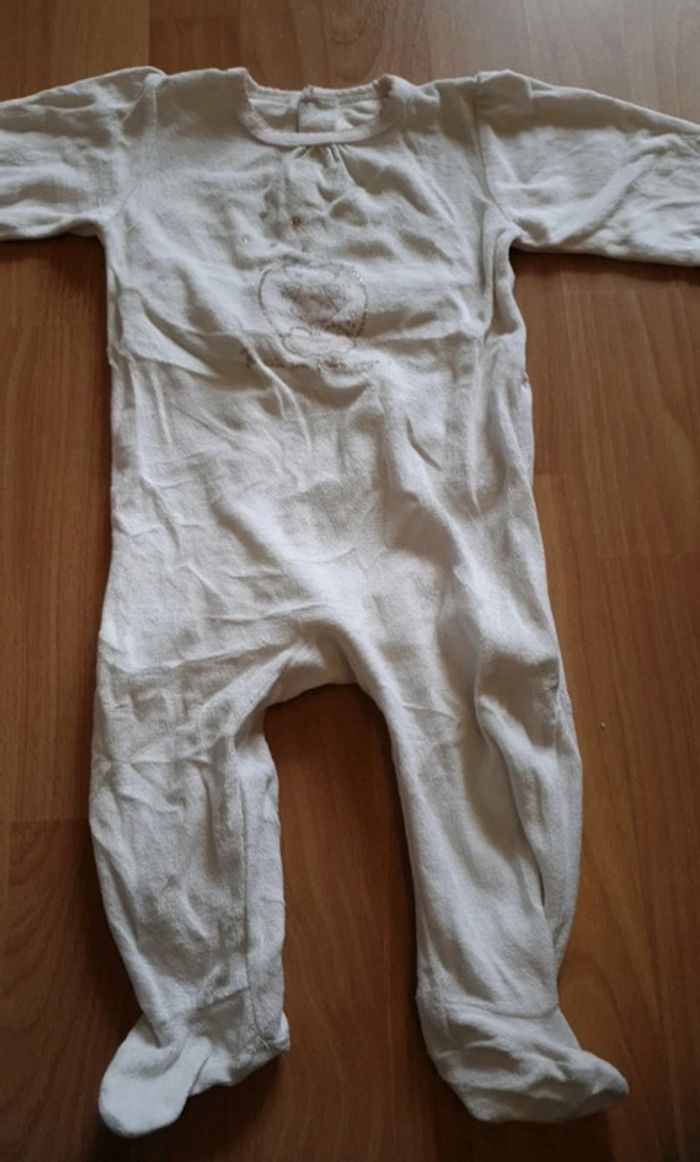 Pyjama velours bodie Manche courte legging gris - photo numéro 2