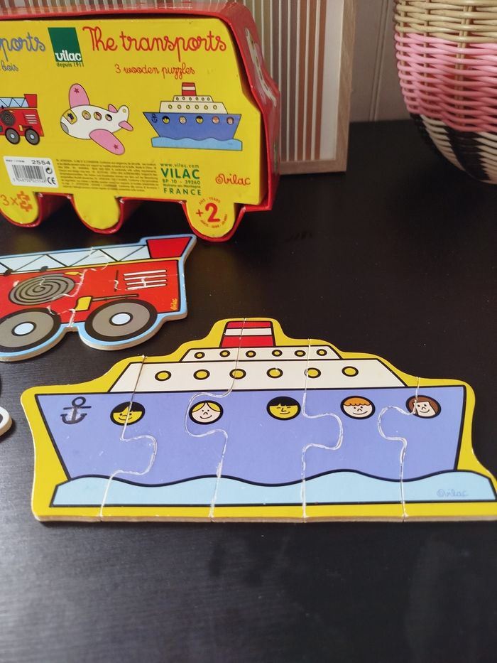 Vilac Coffret 3 puzzles Les Transports - photo numéro 4