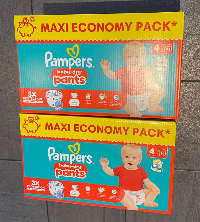 2 cartons lot de 188 couches culottes Pampers baby-dry pants Taille 4 T4