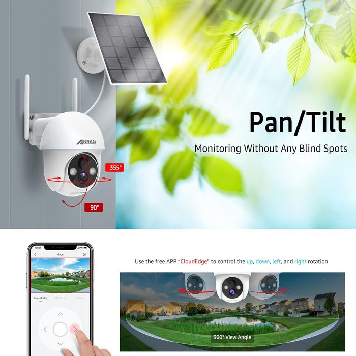 Caméra sécurité ANRAN Wi-Fi avec panneau solaire – HD & sans fil - photo numéro 4