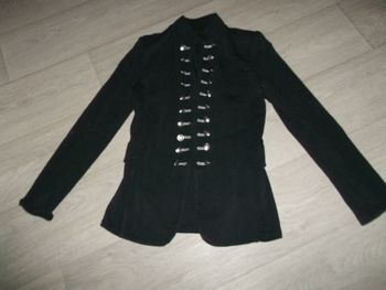 Veste sweat, noire, style officier, déco boutons argentés taille XL TBE