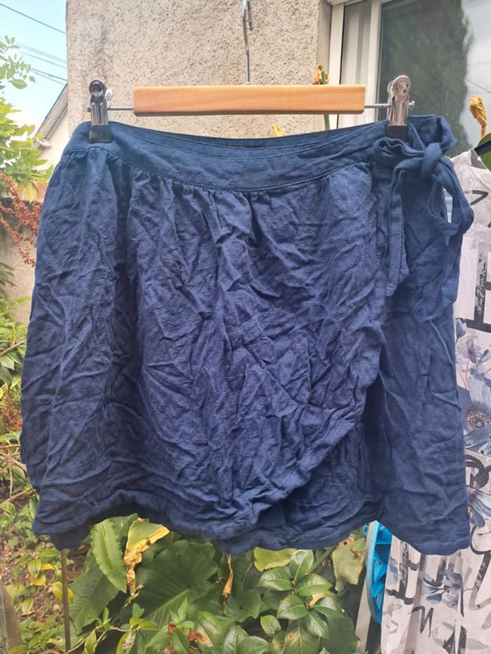 Belle jupe portefeuille bleue, bouton + lien 👗 - T40 - Bonobo - photo numéro 2