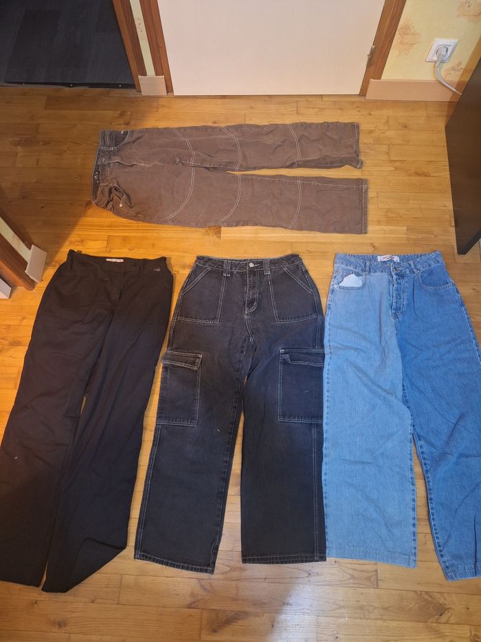 Lot 4 pantalons jambes larges jeans taille 38 - photo numéro 11