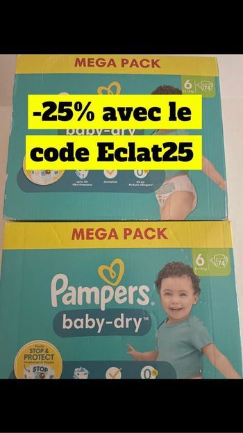 Deux Mega pack de couches Pampers taille 6