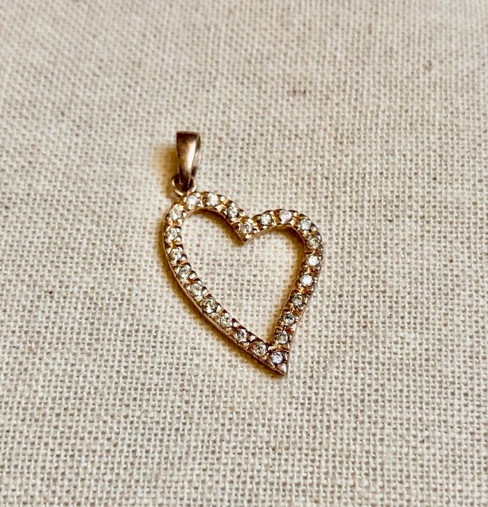 💜 Cœur en strass argenté & dorée pour pendentif vintage 💜 - photo numéro 2