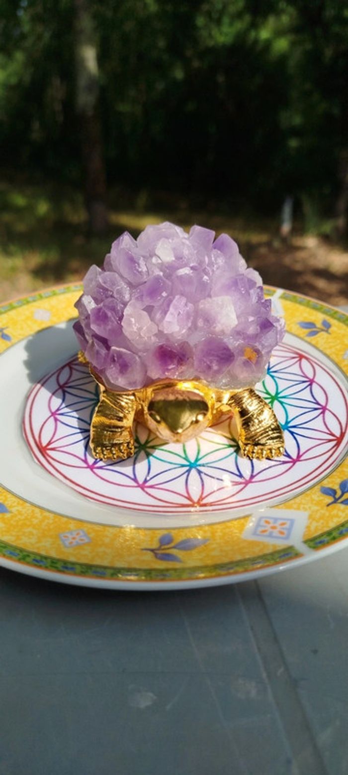 Tortue Royale en Améthyste 💫423g de Sérénité Minérale - photo numéro 4