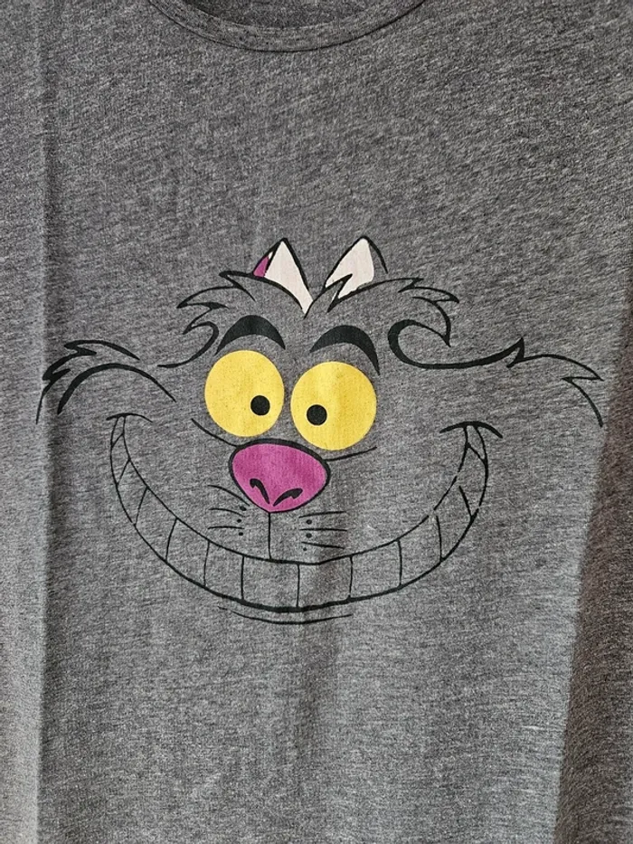 T-shirt gris chat du Cheshire Alice au Pays des Merveilles Undiz taille 38 / M - photo numéro 2