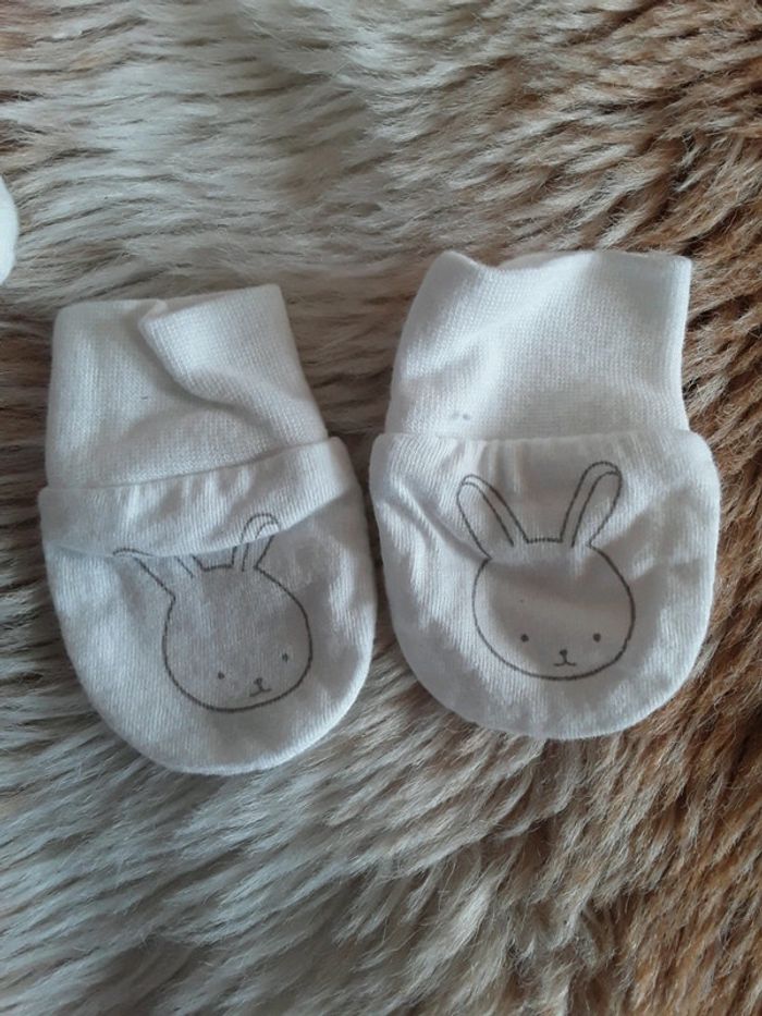 Moufles bébé naissance blanche