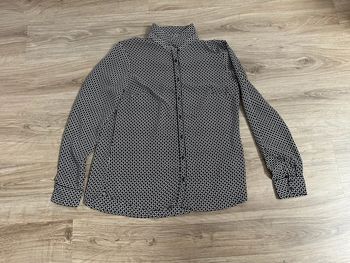 Blouse manche longue femme à motifs couleur blanc noir taille 38 Camaïeu très bon état