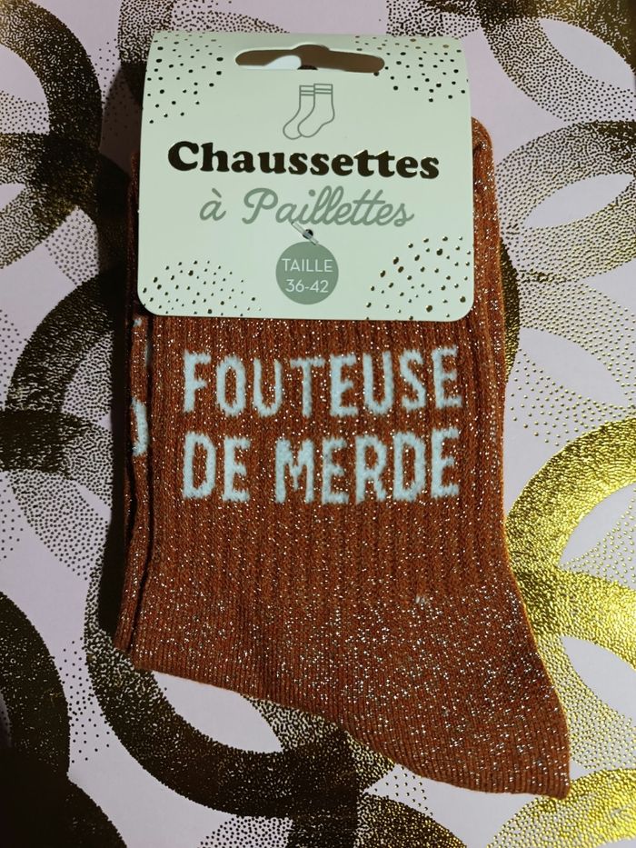 Chaussettes à paillettes message - photo numéro 2