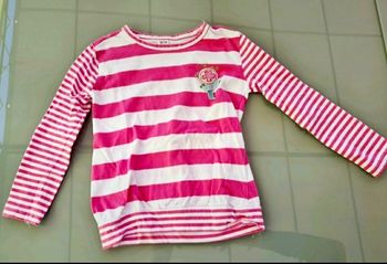 Tee shirt rayé rose et blanc 4 ans