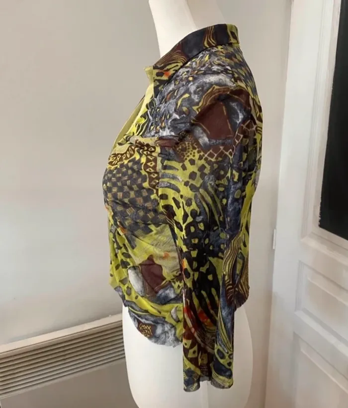 Garella Chemise haut top boutonné voilé imprimé femme taille 2/38 - photo numéro 2
