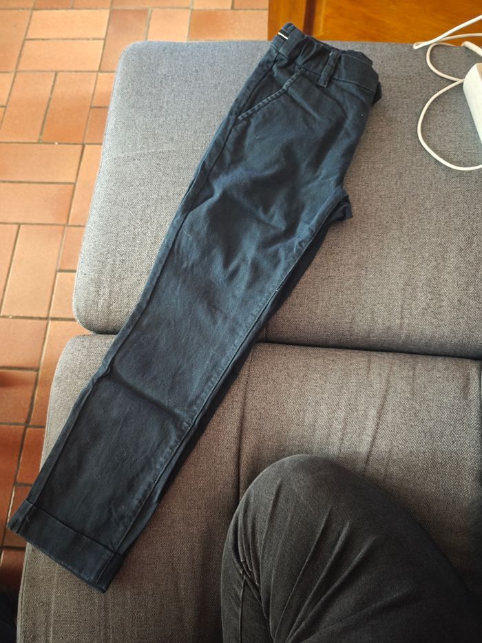 Pantalon marine chino avec ourlet taille 10 ans - photo numéro 3