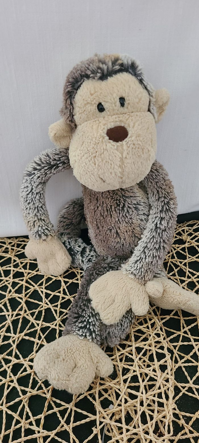 Doudou Singe marron gris chiné et beige JELLYCAT - photo numéro 7