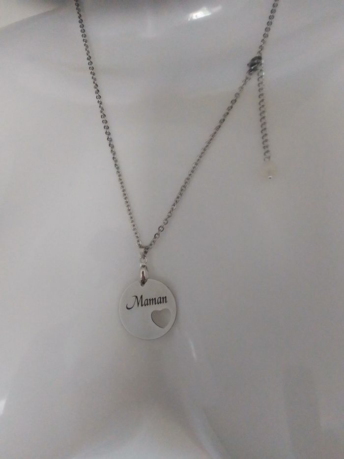 Collier argenté maman et pierre de lune - photo numéro 3