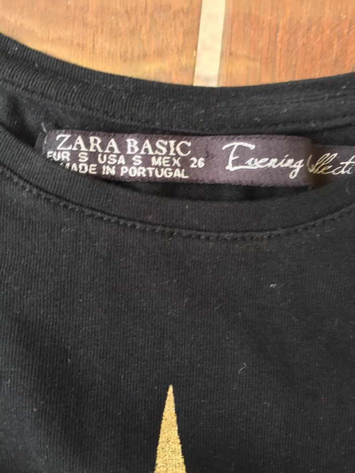 T-shirt Zara noir et or - photo numéro 3