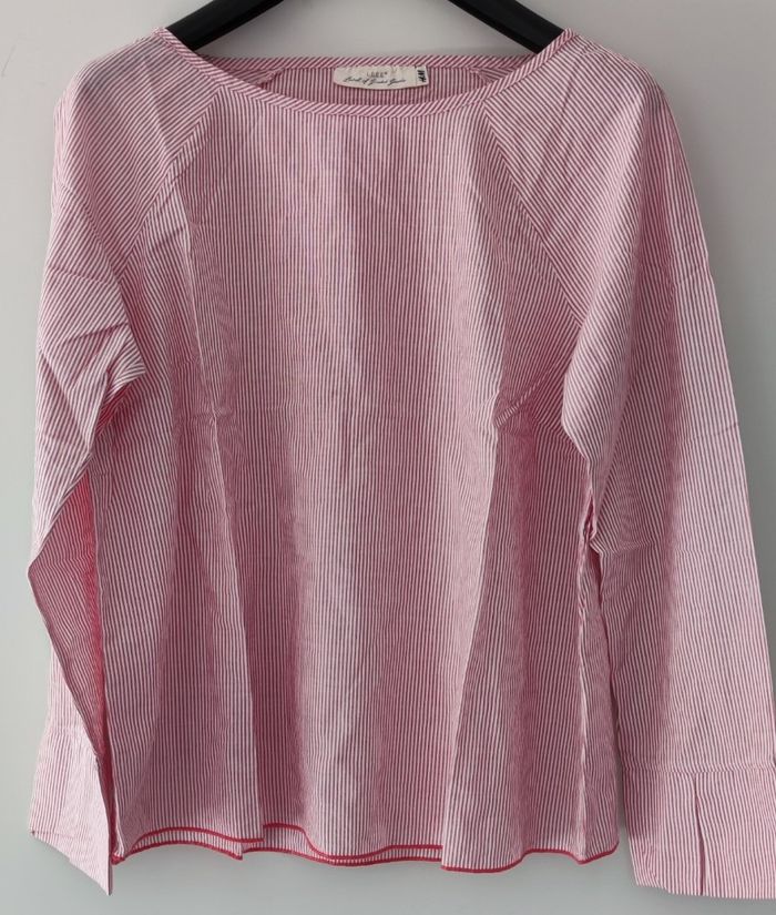 Blouse femme H&M – Taille L – Rose à rayures blanches – Très bon état - photo numéro 4