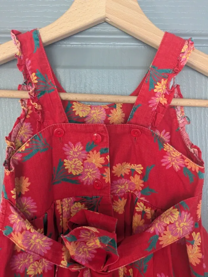 Robe rétro rouge a fleurs mini stéréo 6 mois vintage - photo numéro 5